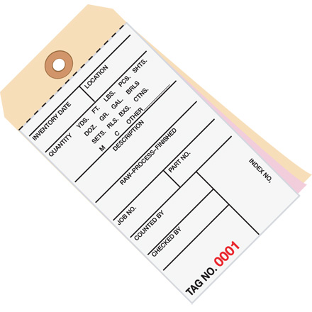 6 <span class='fraction'>1/4</span> x 3 <span class='fraction'>1/8</span>" - (0500-0999) Inventory Tags 3 Part Carbonless # 8