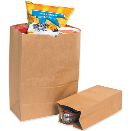 6 <span class='fraction'>5/16</span> x 4 <span class='fraction'>1/8</span> x 13 <span class='fraction'>3/8</span>" Kraft Grocery Bags