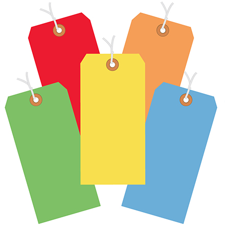 13 Pt. Shipping Tags - Assorted Color Packs - Pre-Strung