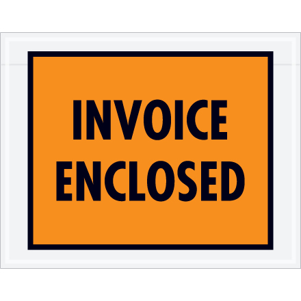 7 x 5 <span class='fraction'>1/2</span>" Orange "Invoice Enclosed" Envelopes